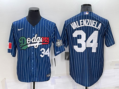 Los Angeles Dodgers #34 Toro Valenzuela Navy Mexico World Series Cool Base Stitched Baseball Jersey - Zenithce