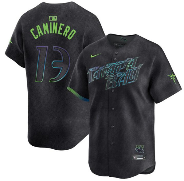 Tampa Bay Rays #13 Junior Caminero Charcoal 2024 City Connect Limited Stitched Jersey - Zenithce