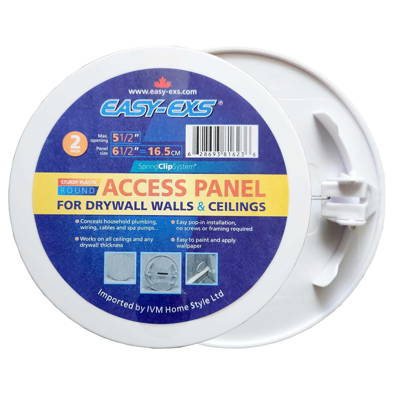 EASY-EXS Access Panel Round Spring-Clip Plastic White - Zenithce