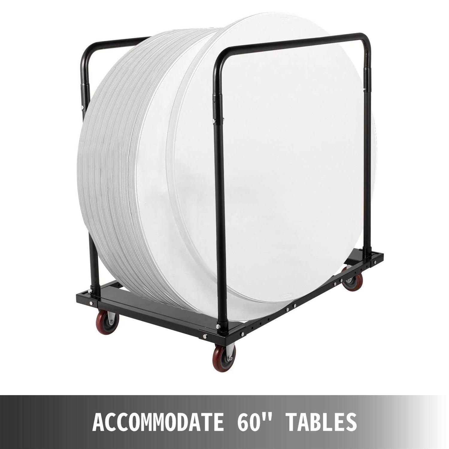 VEVOR 60” Round Folding Table Dolly Cart Storage Party Event Rental Furniture 8-10pcs - Zenithce