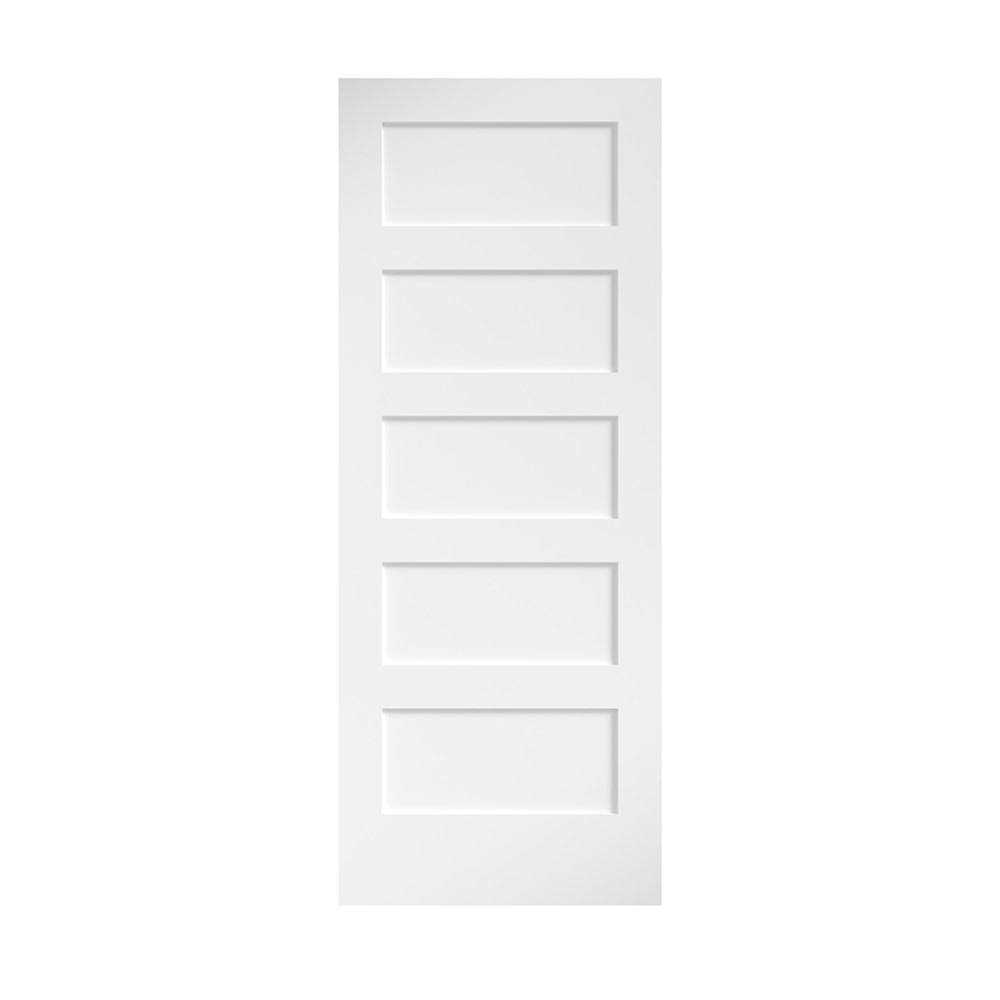 EightDoors 80 in. x 1-3/8 in. Shaker White Primed 5-Panel Solid Core Wood Interior Slab Door - Zenithce