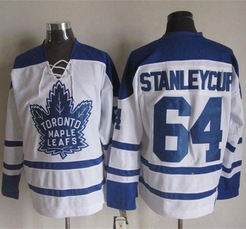 Maple Leafs #64 Stanley Cup White CCM Throwback Third Stitched Jersey - Zenithce