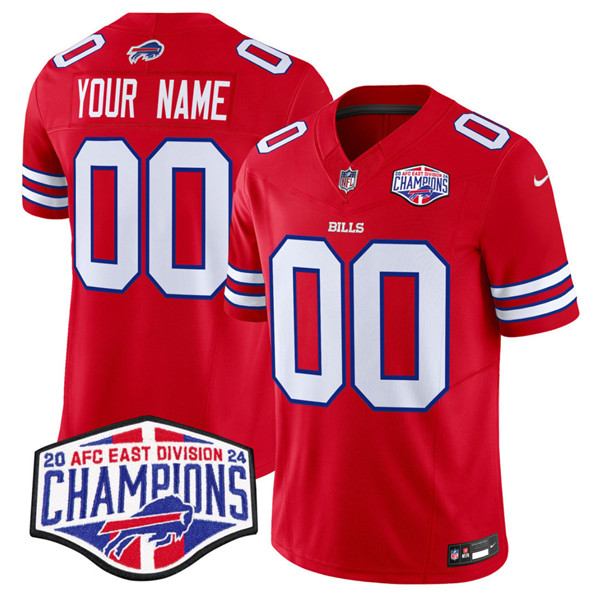 Buffalo Bills Custom Red 2024-25 F.U.S.E. AFC East Division Champions Patch Limited Stitched Jersey - Zenithce