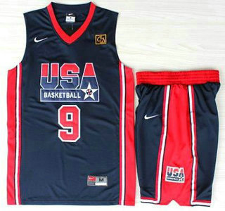 USA 1992 Olympic Dream Team #9 Michael Jordan Blue Jerseys & Shorts - Zenithce