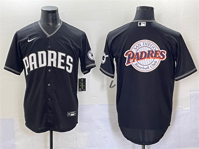 San Diego Padres Team Big Logo Black Stitched Jersey - Zenithce