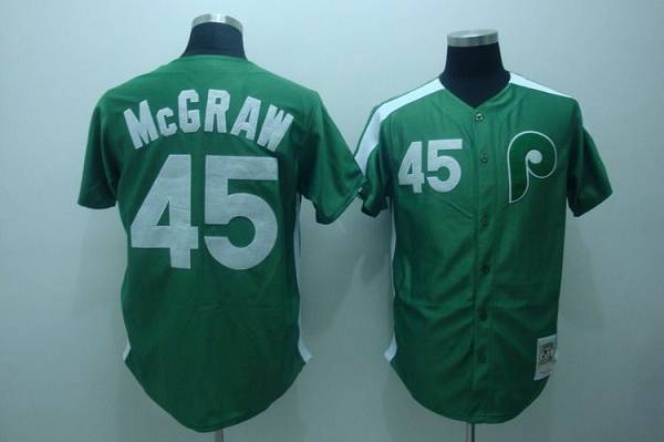 Mitchell And Ness Phillies #45 Tug Mcgraw Green Stitched Throwback Jersey - Zenithce