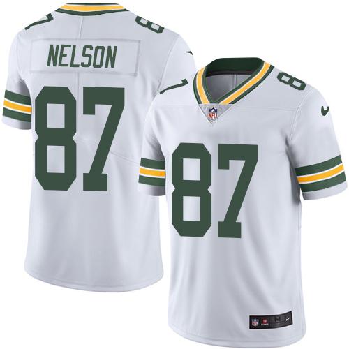 Packers #87 Jordy Nelson White Stitched Limited Rush Nike Jersey - Zenithce