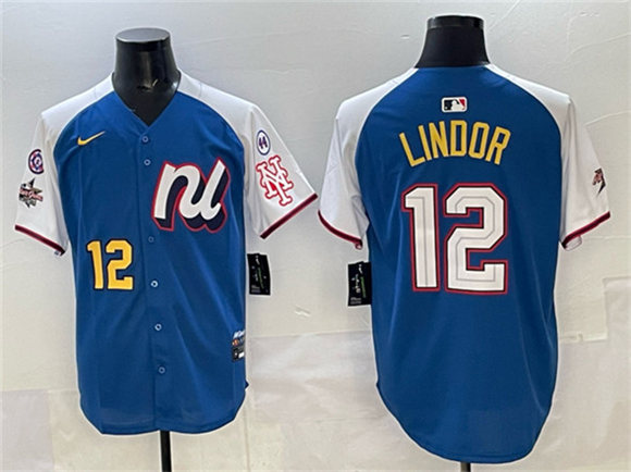 National League #12 Francisco Lindor Blue Alternate 2025 All-Star With Patch Edition Limited Stitched Jersey - Zenithce