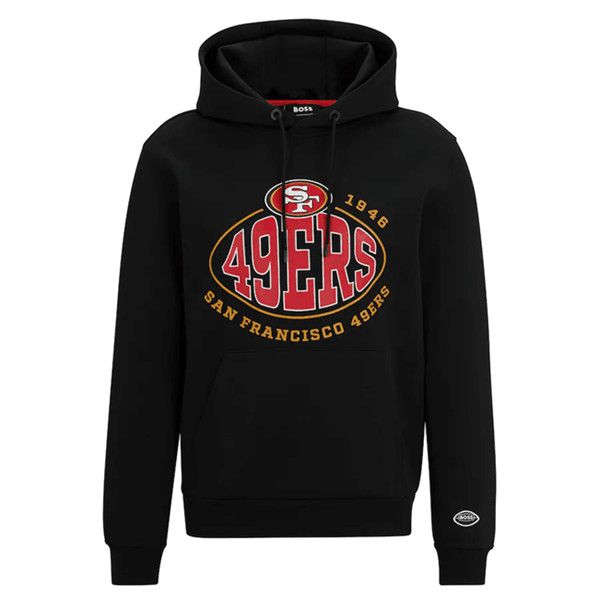 San Francisco 49ers Black BOSS X Touchback Pullover Hoodie - Zenithce