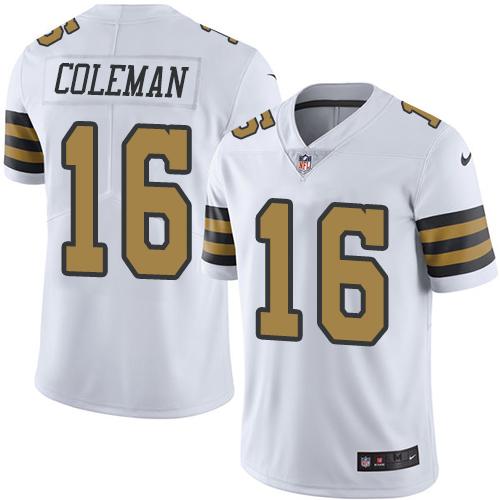 Saints #16 Brandon Coleman White Stitched Limited Rush Nike Jersey - Zenithce