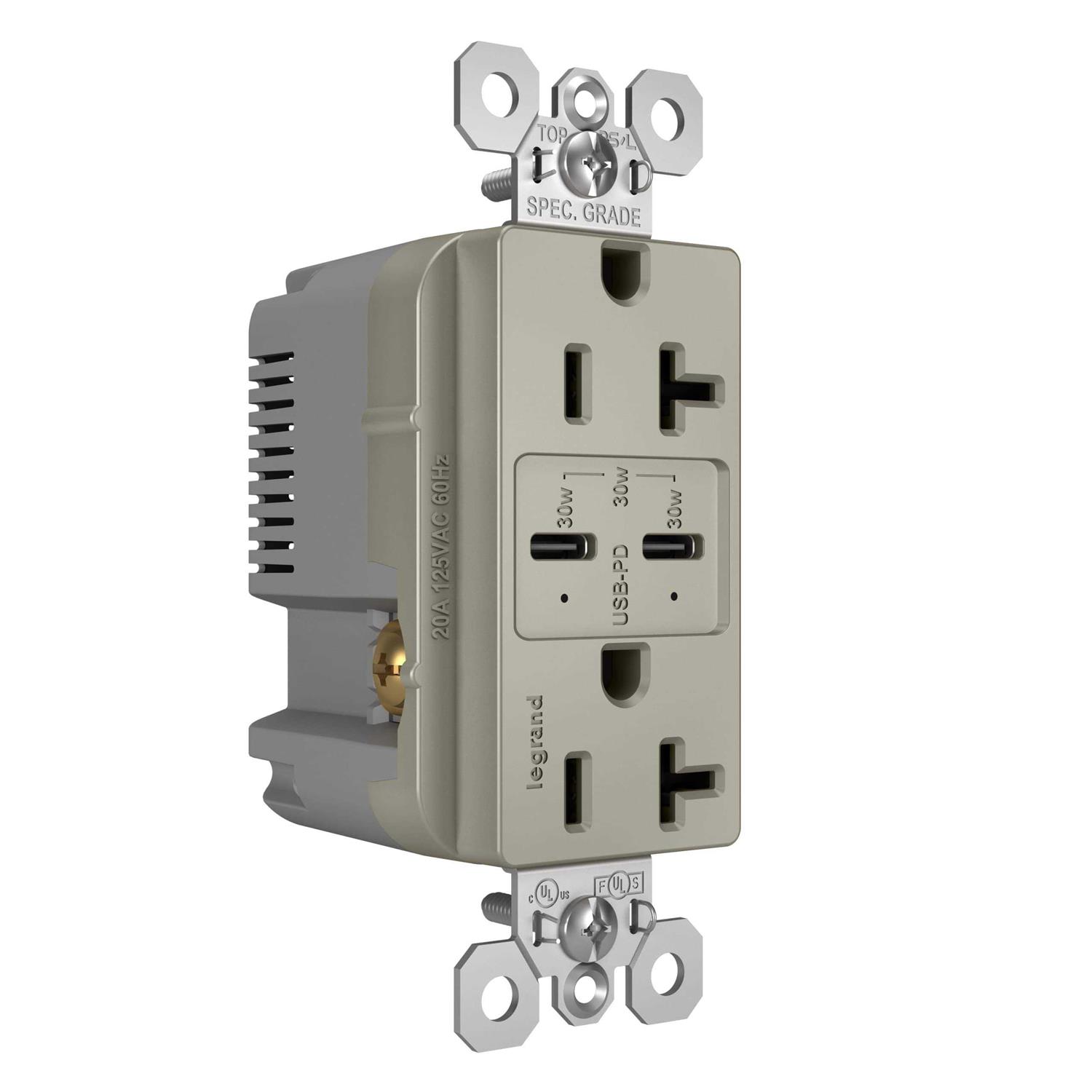 Radiant 20 Amp Ultra-Fast PLUS Power Delivery Type-C USB Outlet Tamper-Resistant TR20USBPD - Zenithce