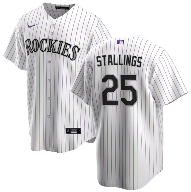 Colorado Rockies #25 Jacob Stallings White Cool Base Stitched Jersey - Zenithce