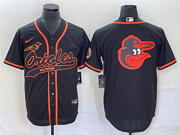 Baltimore Orioles Black Team Big Logo Cool Base Stitched Jersey - Zenithce