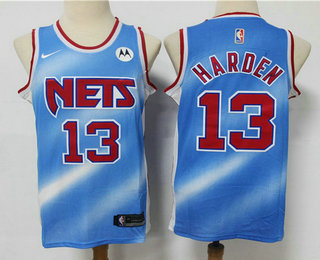 Brooklyn Nets #13 James Harden Blue 2020-21 Hardwood Classics Stitched Jersey With The NEW Sponsor Logo - Zenithce