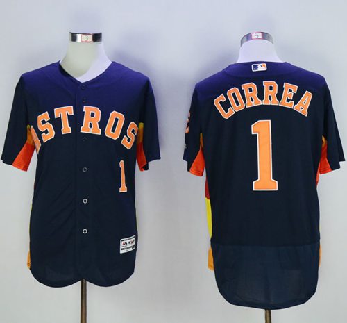 Astros #1 Carlos Correa Navy Blue Flexbase Authentic Collection Stitched Jersey - Zenithce