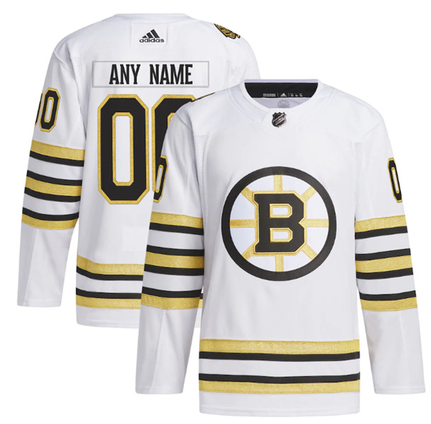Boston Bruins Custom White 100th Anniversary Stitched Jersey - Zenithce