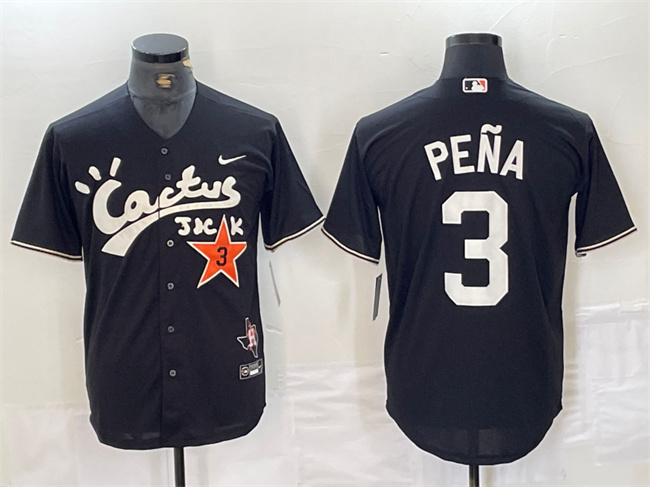Houston Astros #3 Jeremy PeNa Black Cactus Jack Vapor Premier Limited Stitched Jersey - Zenithce