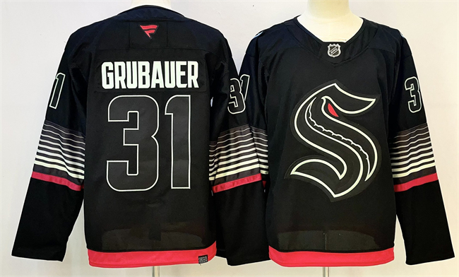 Seattle Kraken #31 Philipp Grubauer Black 2026 Alternate Stitched Jersey - Zenithce