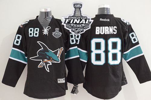 Sharks #88 Brent Burns Black 2016 Stanley Cup Final Patch Stitched Jersey - Zenithce