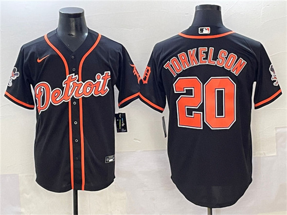 Detroit Tigers #20 Spencer Torkelson Black With Patch Cool Base Stitched Jersey - Zenithce