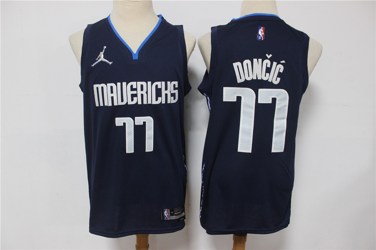 Dallas Mavericks #77 Luka Doncic Navy Blue Brand Jordan 75th Anniversary Diamond 2021 Stitched Jersey - Zenithce
