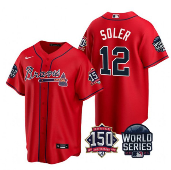 Atlanta Braves #12 Jorge Soler 2021 White World Series With 150th Anniversary Patch Cool Base Stitched Jersey - Zenithce