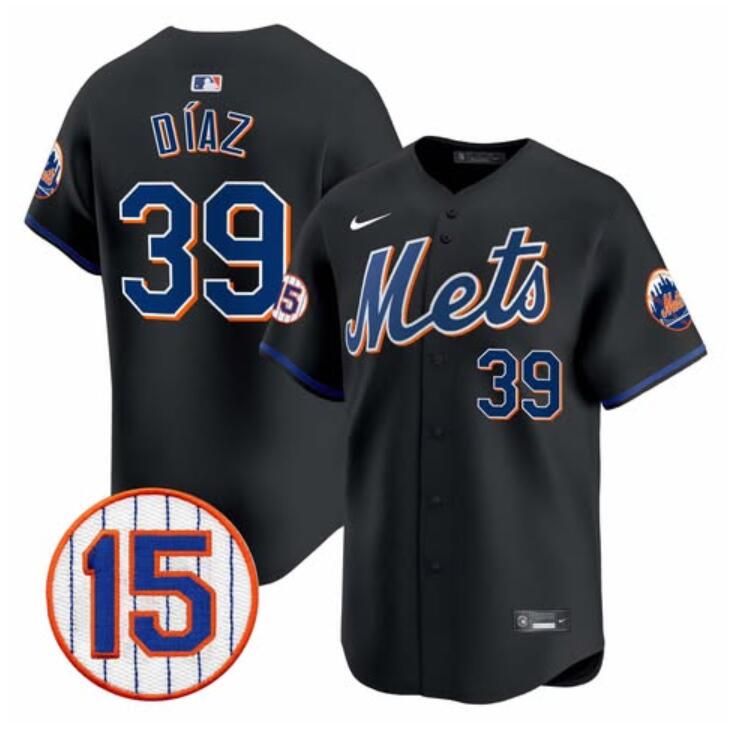 New York Mets #39 Edwin Diaz Black Jerry Grote Patch Vapor Premier Limited Stitched Jersey - Zenithce