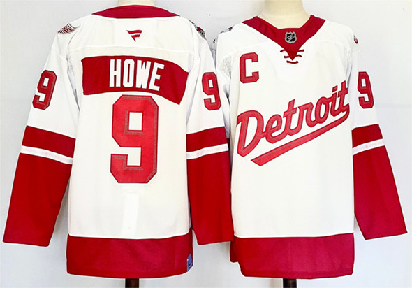 Detroit Red Wings #9 Gordie Howe White Red 2024-25 With C Patch Stitched Jersey - Zenithce