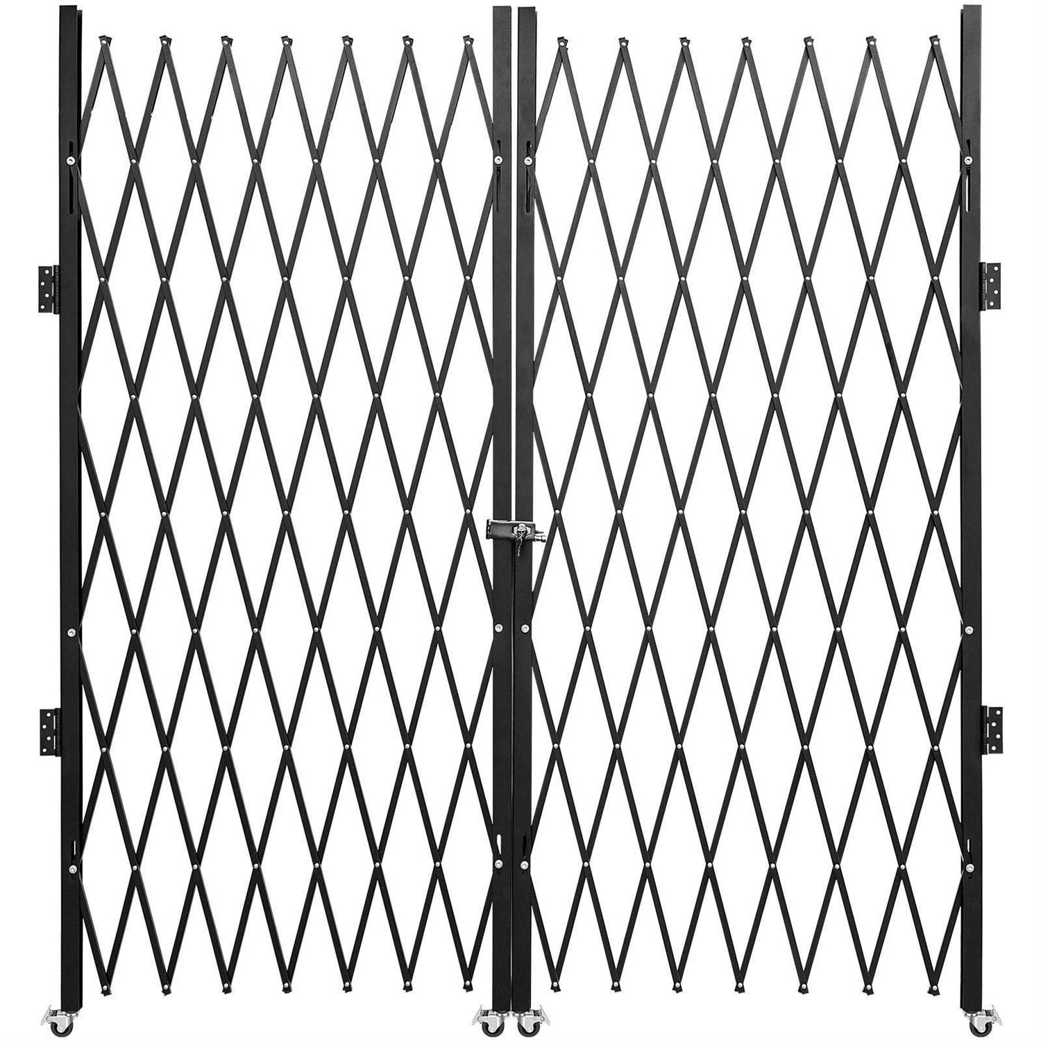 VEVOR Bi-Fold Security Door 5 ft. H x 10 ft. W Steel Accordion Folding Door Gate with Keys 360-Degree Rolling Barricade Gate - Zenithce