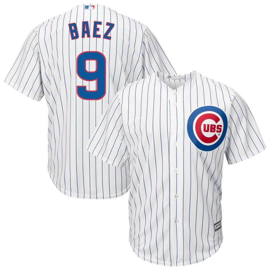 Cubs #9 Javier Baez White(Blue Strip) New Cool Base Stitched Jersey - Zenithce