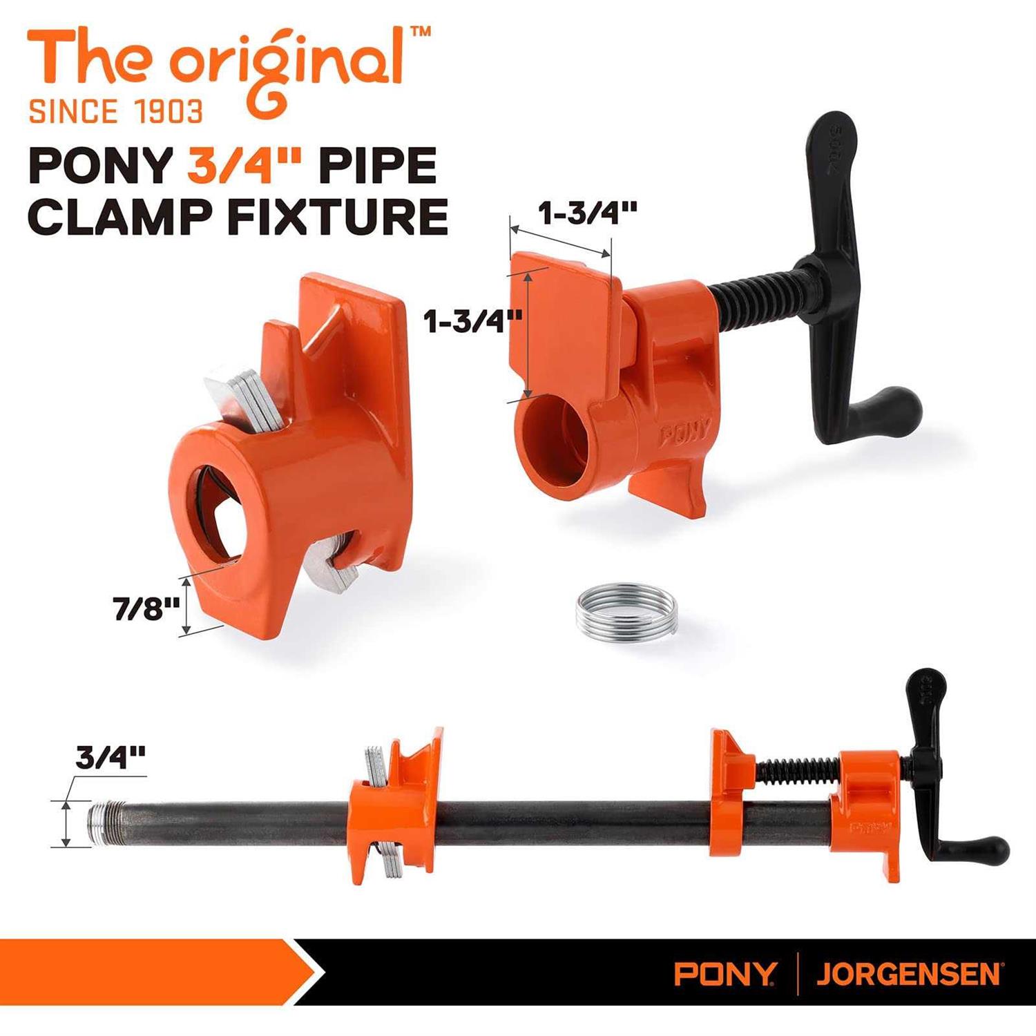 PONY 2-Pack Wood Gluing Pipe Clamp Fixture Black Pipe - Zenithce