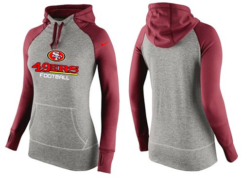 Women's Nike San Francisco 49ers Performance Hoodie Grey   Red_1 - Zenithce