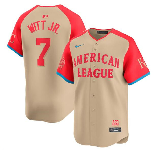 American League #7 Bobby Witt Jr. Cream 2024 All-Star Limited Stitched Jersey - Zenithce
