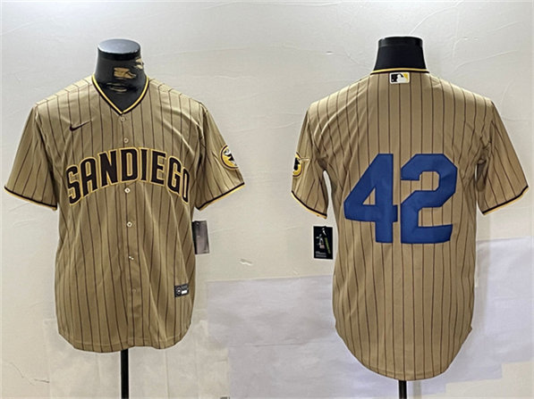 San Diego Padres #42 Jackie Robinson Tan Cool Base Stitched Jersey - Zenithce