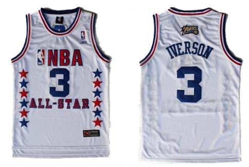 2003 All-Star #3 Allen Iverson White Swingman Throwback Jersey - Zenithce