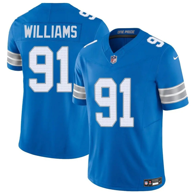 Detroit Lions #91 Tyleik Williams Blue 2025 F.U.S.E. Vapor Limited Stitched Game Jersey - Zenithce