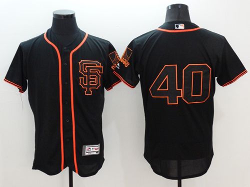 Giants #40 Madison Bumgarner Black Flexbase Authentic Collection Stitched Jersey - Zenithce