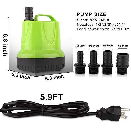 FREESEA Gph Submersible Water Pump for Pond Aquarium Hydroponics Fish Tank Fountain Waterfall - Zenithce