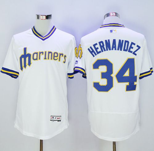 Mariners #34 Felix Hernandez White Flexbase Authentic Collection Cooperstown Stitched Jersey - Zenithce