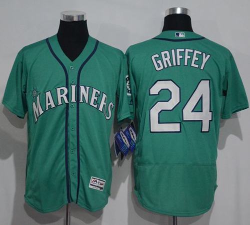 Mariners #24 Ken Griffey Green Flexbase Authentic Collection Stitched Jersey - Zenithce