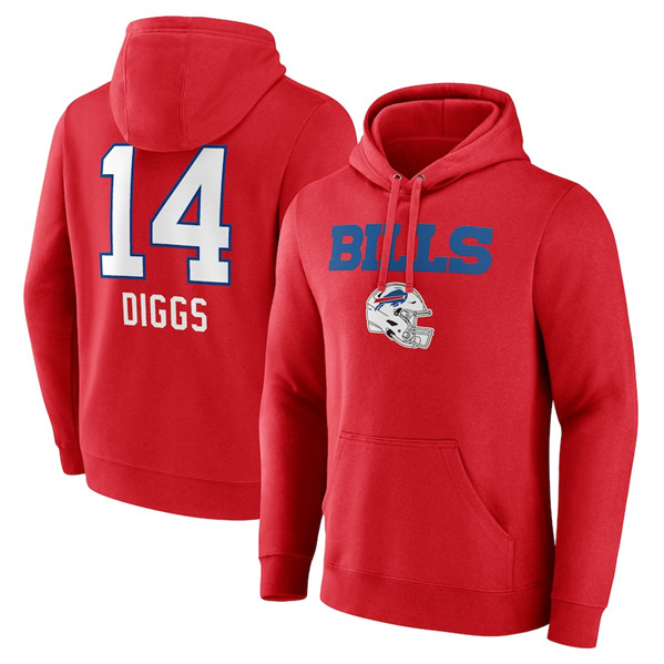 Buffalo Bills #14 Stefon Diggs Red Team Wordmark Player Name Number Pullover Hoodie - Zenithce