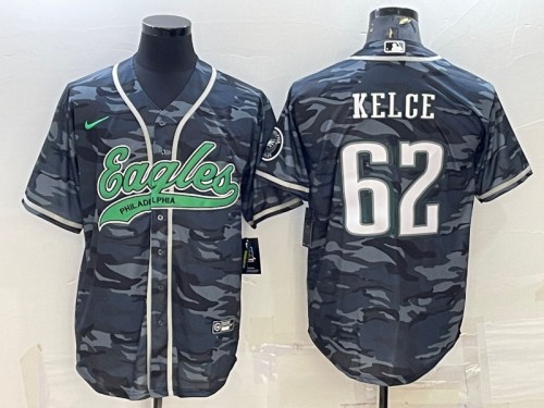Philadelphia Eagles #62 Jason Kelce Gray Camo With Patch Cool Base Stitched Jersey - Zenithce