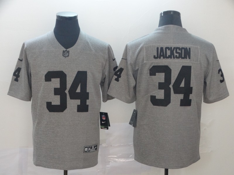 Raiders #34 Bo Jackson Grey Limited Stitched Jersey - Zenithce