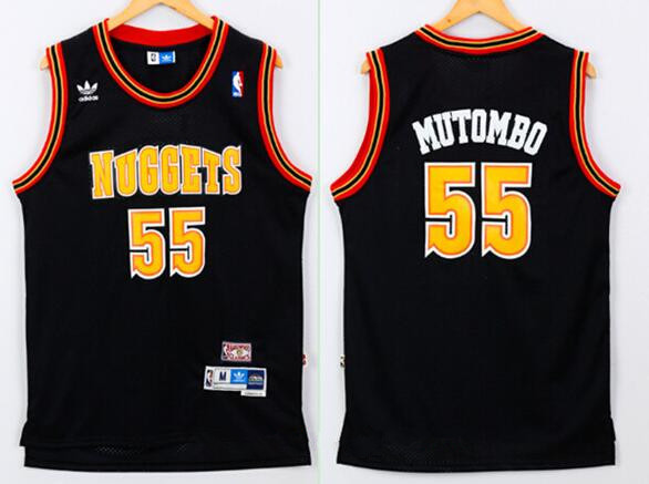 Denver Nuggets #55 Dikembe Mutombo Black Hardwood Classics Soul Swingman Throwback Jersey - Zenithce