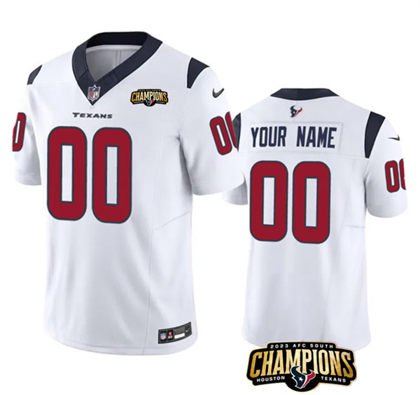 Houston Texans Custom White 2023 F.U.S.E. AFC South Champions Patch Vapor Limited Stitched Jersey - Zenithce