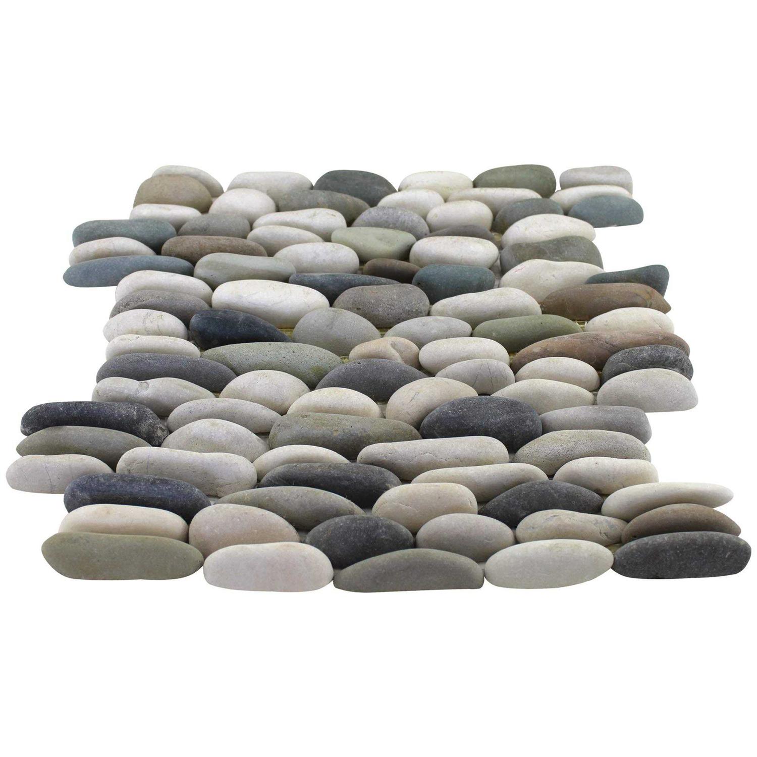 Rain Forest 12 in. x 12 in. Mixed Mid-Polish Pebble Stone Floor and Wall Tile - Zenithce