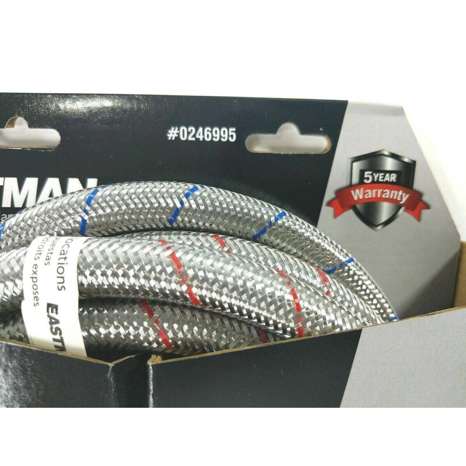 Eastman 16 Inch Flexible Toilet Connector Stainless Steel Braided Hose with 7/8 Inch Ballcock Nuts 3/8 Inch Compression 48089 - Zenithce