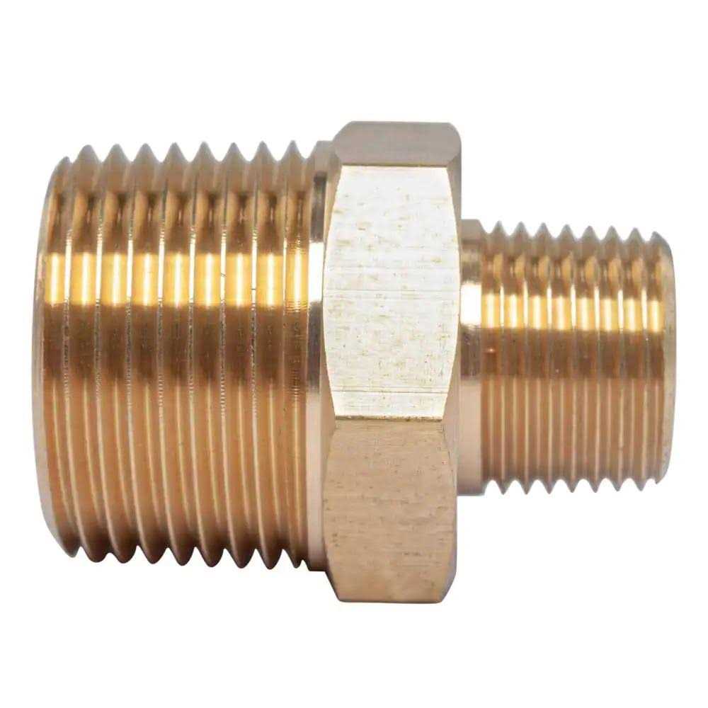 LTWFITTING 1/2 in. x 3/8 in. MIP Brass Pipe Hex Reducing Nipple Fitting - Zenithce