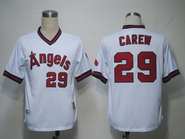 Mitchell And Ness Angels Of Anaheim #29 Rod Carew White Stitched Jersey - Zenithce