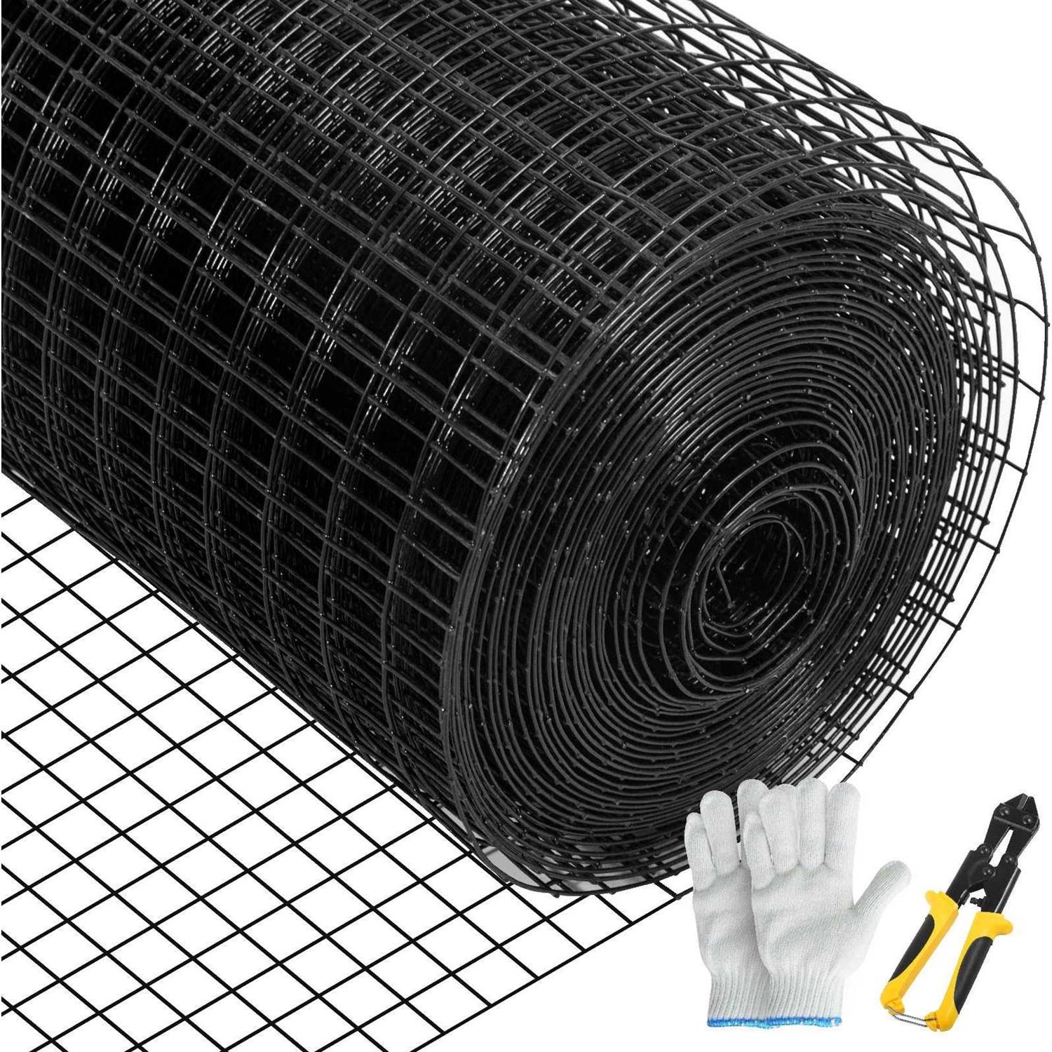 VEVOR Hardware Cloth 1×1 Mesh Size Galvanized Steel Vinyl Coated 16 Gauge Chicken Wire Fencing w/A Cutting Plier & A Pair of Fabric - Zenithce